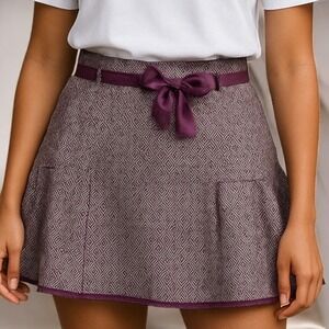 Free‎ People | Purple Knit Mini Circle Skirt Silk Belt Size Medium Fairycore Y2K